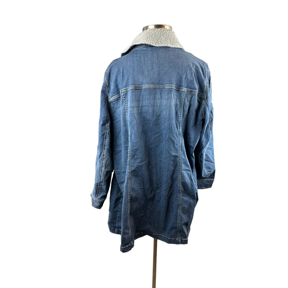 Lane Bryant Midi Denim Jacket Medium Wash Sherpa Women's Plus Size 26/28 H14229 - Picture 10 of 13